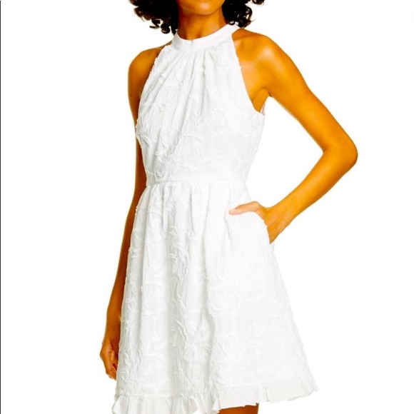Ted Baker London | Dresses | Ted Baker London Lorene Embroidered Halter Neck  Mini Dress White Sz4 | Poshmark
